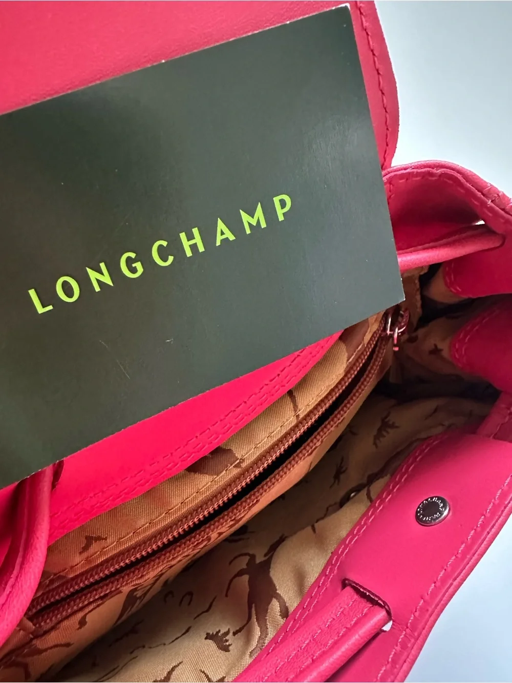 🔥cute!!!🔥Longchamp Le Pliage Cuir XS Leather in pink red